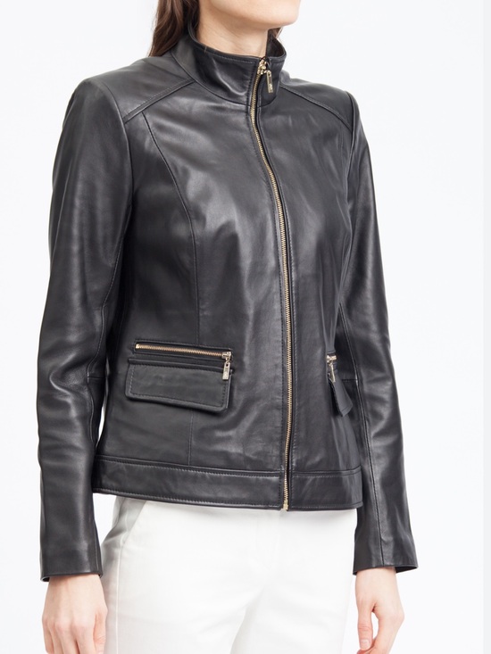 Cole Haan Jackets & Blazers - Cole Haan Black Leather Zip Jacket L